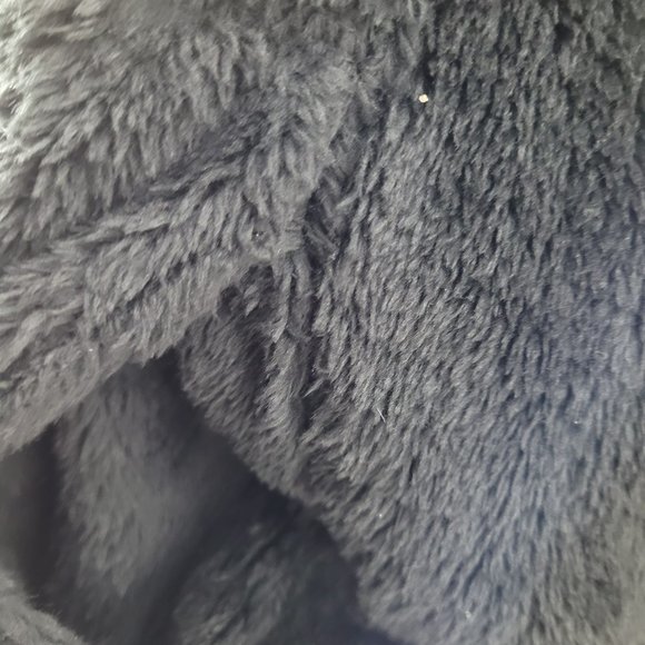 Sabrina Lauren NY Womens Hooded Vest Black Open Front Faux Fur Jacket L New - Picture 4 of 7